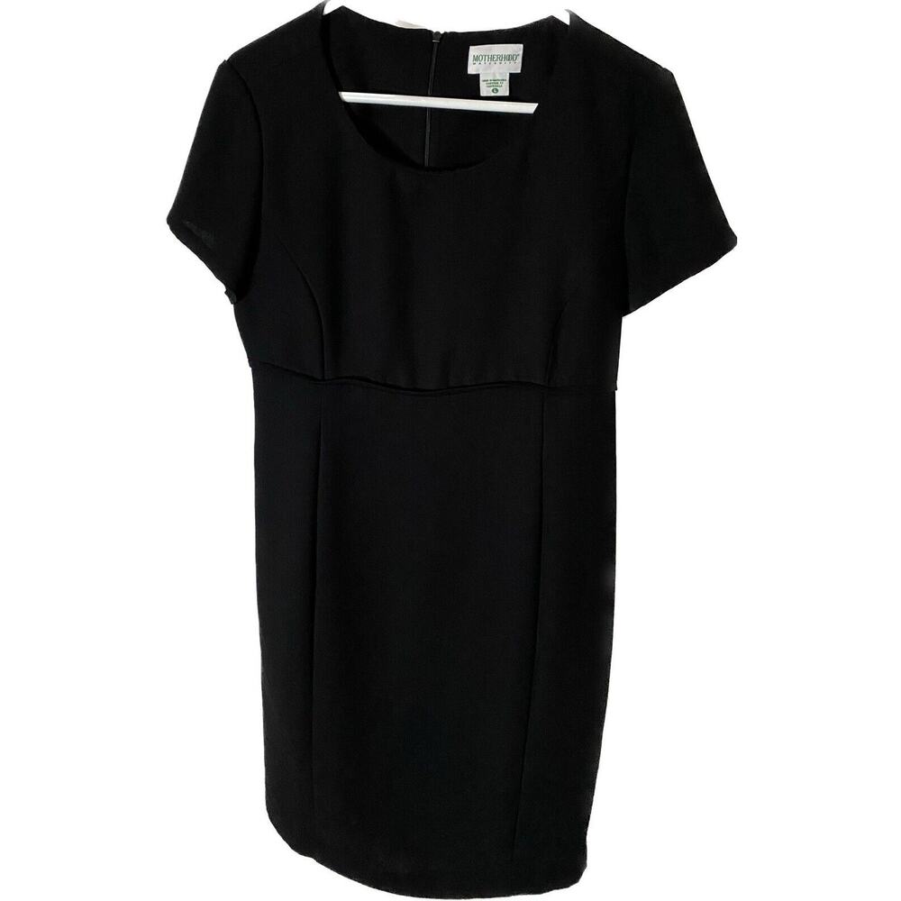 Motherhood Maternity Women’s Black Dress Large Short Sleeve Lined Scoop‎ Neck